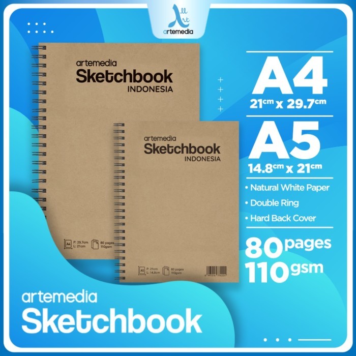 

Sketchbook Artemedia A4 Craft Cover 110 Gsm - 40 Sheet / 80 Pages - SB SPIRAL 110 GSM, A4