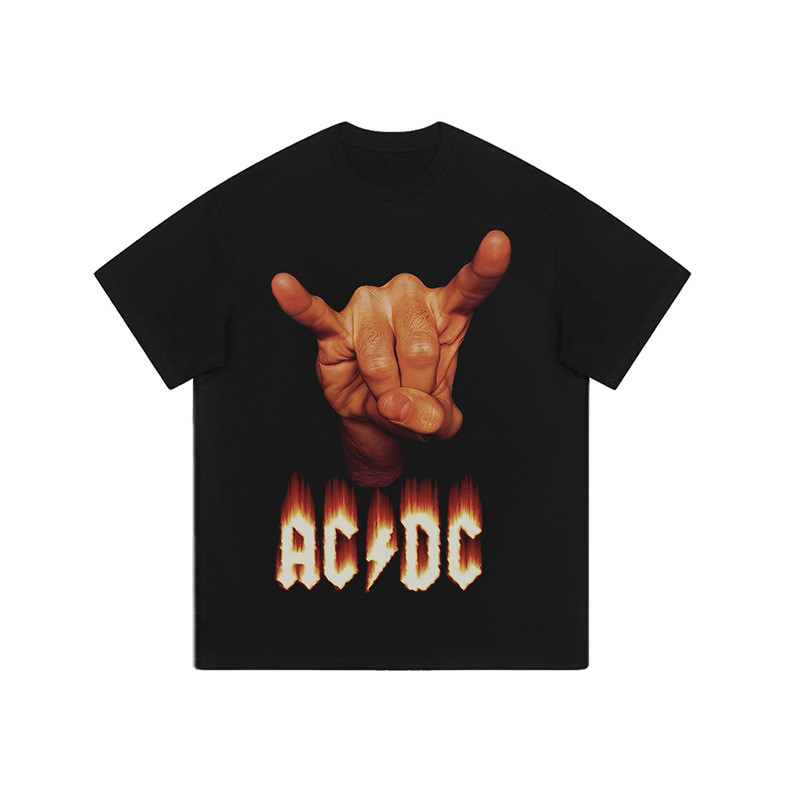 TShirt ACDC jari Baju Kaos Distro  Pria Wanita  Cewek Cowok Streetwear