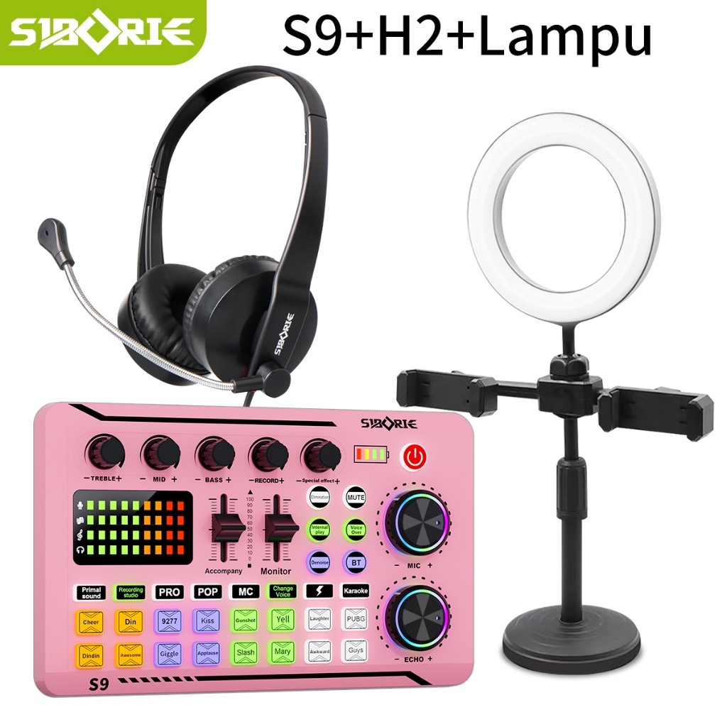Siborie Siap COD S9 Soundcard + H2 Headphone + Lampu Paket Lengkap Pengiriman Cepat