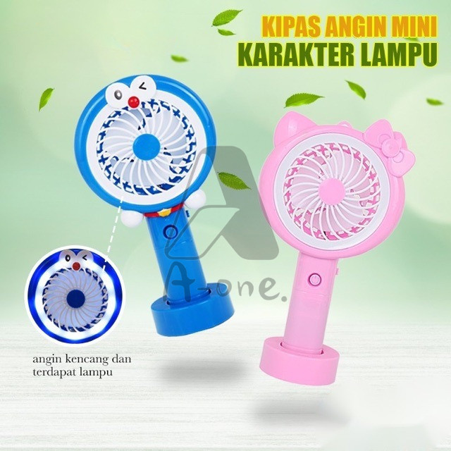 Kipas angin portabel/kipas angin USB/kipas karakter+ lampu/Doraemon/hello kitty/(baterai bisa lepas)