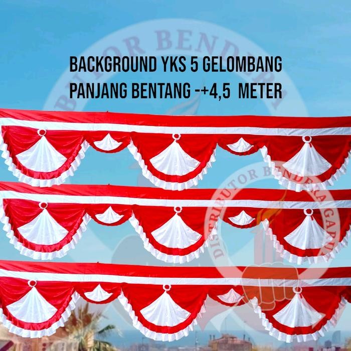 background merah putih yks anak 5 gelombang dinding dekorasi Kain - yks 5 gelombang