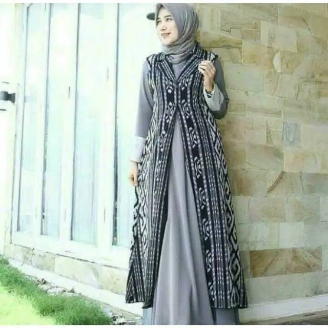 Cardigan tenun motif toraja hitam putih