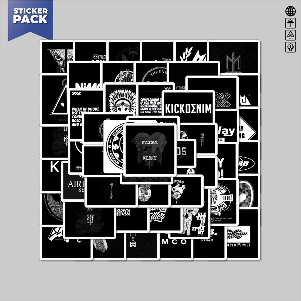 

[100PCS]Stiker Pack Stiker Random Black & White Versi 7 Aesthetic Vinyl Anti Air Dekorasi Sticker Laptop Buku Journal Koper Helm Casing HP Gitar Helm Skateboard