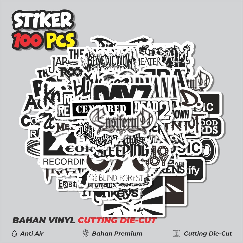 

Terbaru! 50 pcs Stiker Random Logo Band Black & White Versi 1 Dekorasi Lucu Kreatif untuk Notebook, Skateboard, HP