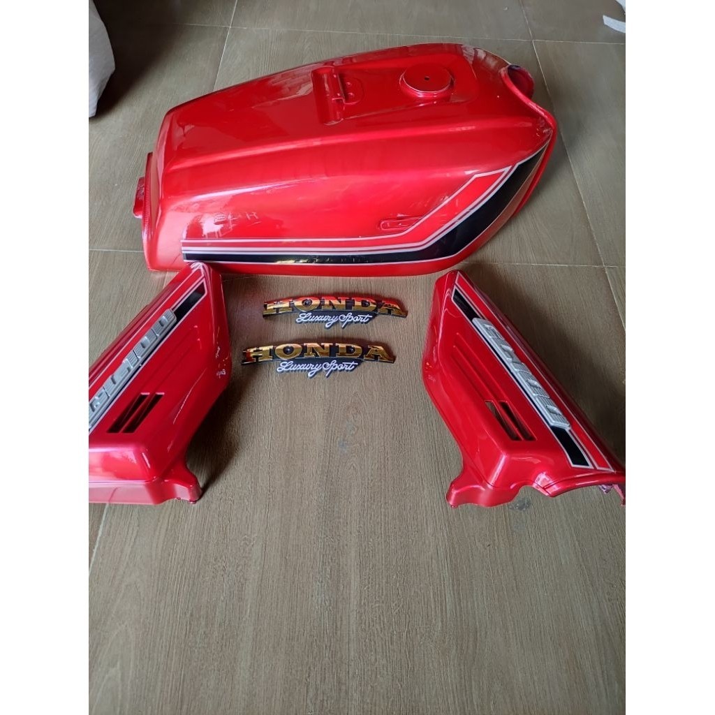 COD PROMO tangki gl 100 pres pabrik warna merah maroon set bok aki set stiker gl 100 import TERMURAH