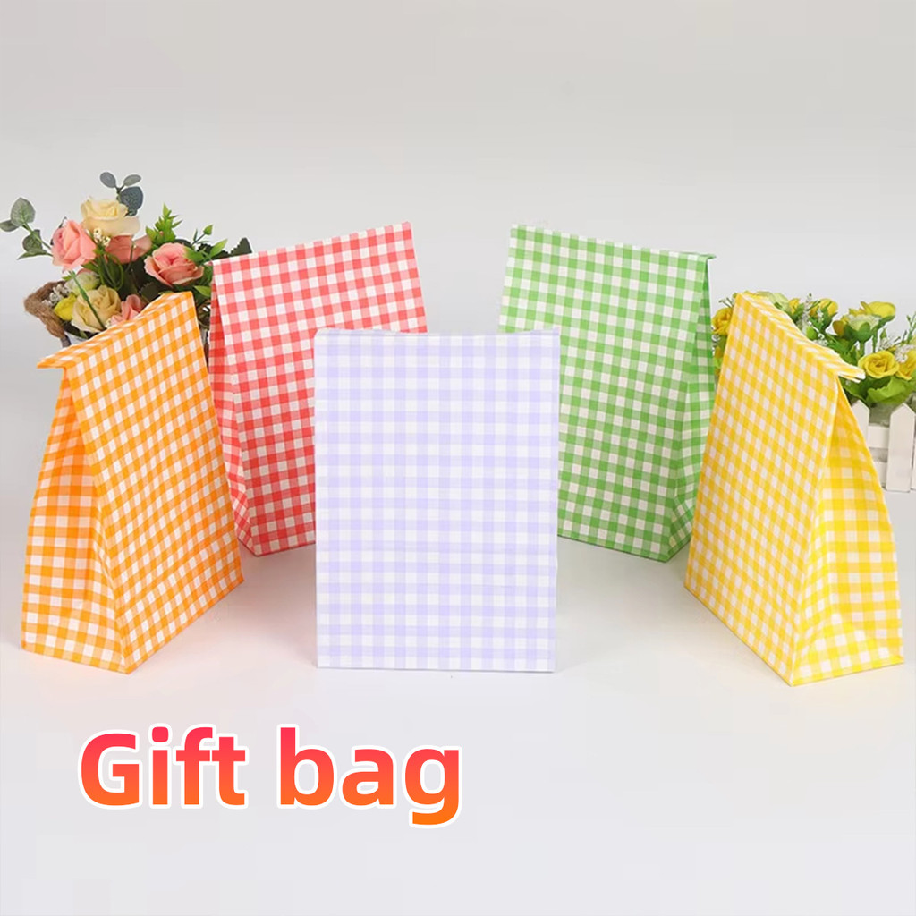 

Gift bag paper Kantong Kertas Motif Kotak Berwarna Serbaguna Pembungkus Kue Kering Cookies Candy Roti Tas