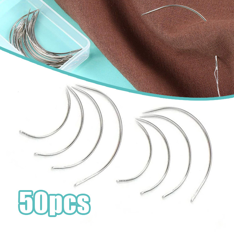 【Ready】50pcs Curve Needle Jarum lengkung Jahit Tangan Bentuk C Jarum Jahit Jok Jarum Tangan Set Untu