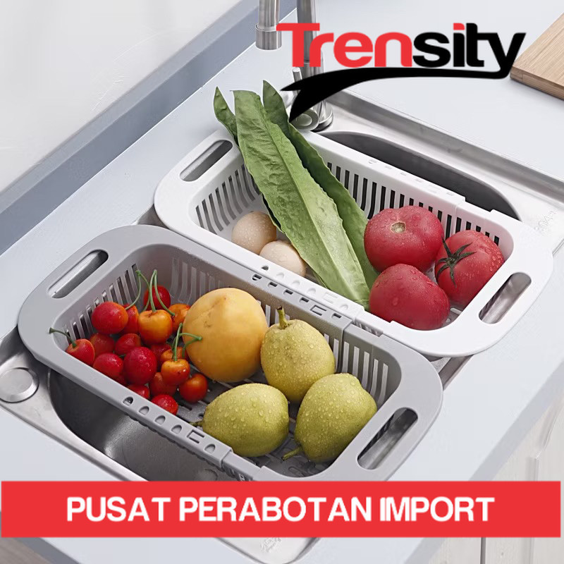 Keranjang Wastafel/Keranjang Tirisan Tiris Saringan Cuci Buah Sayur Piring Wastafel *TRENSITY*