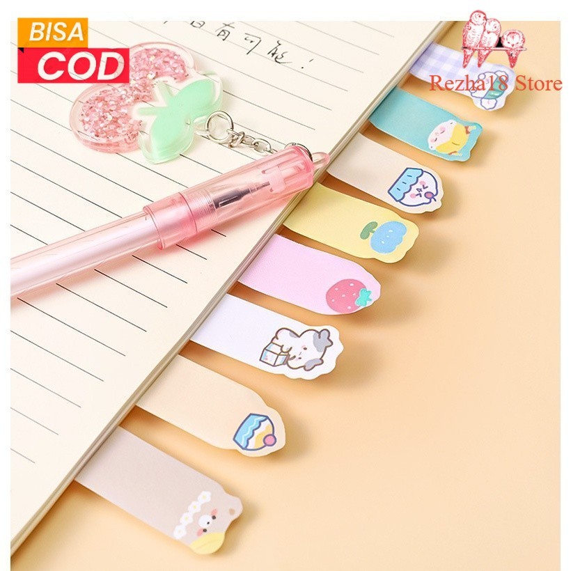 

R18 Sticky Notes Karakter Hewan Lucu 8IN1 Tempelan Kertas Catatan 120 Lembar Pembatas Buku Karakter Penanda Buku Stationery Memo Pad Convenience Cute 8 IN 1