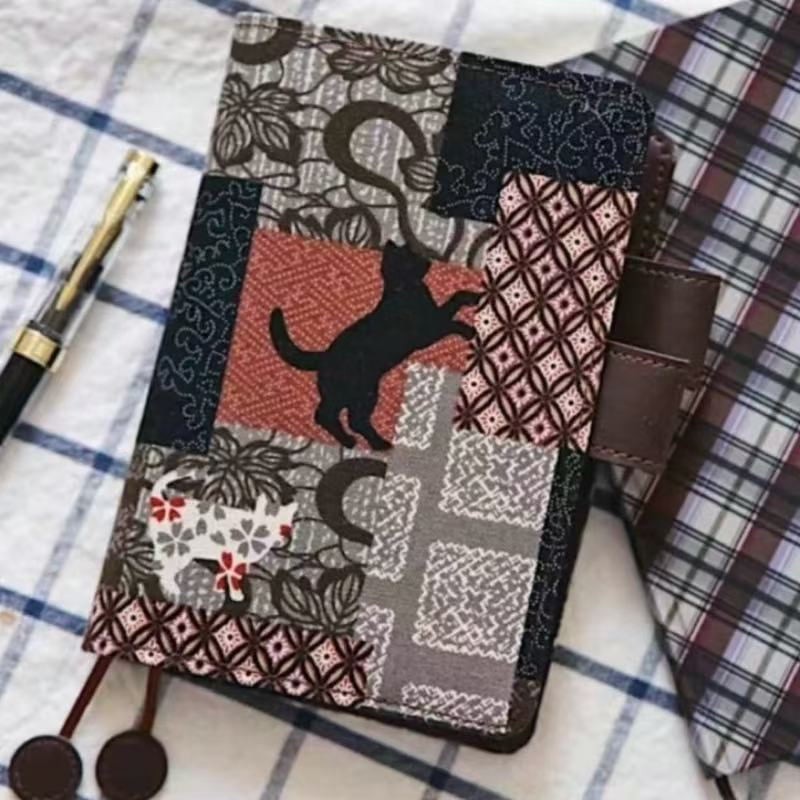 

Cats A5 A6 Bound Journal Notebook Cloth Book Cover Cute Girl Diary Hobo Grid Notepad Agenda Planner Office Statione