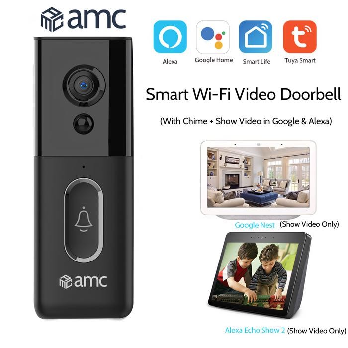 

AMC 1080P Tuya Smart WiFi Video Doorbell + Chime Google Home / Alexa - HitamSale