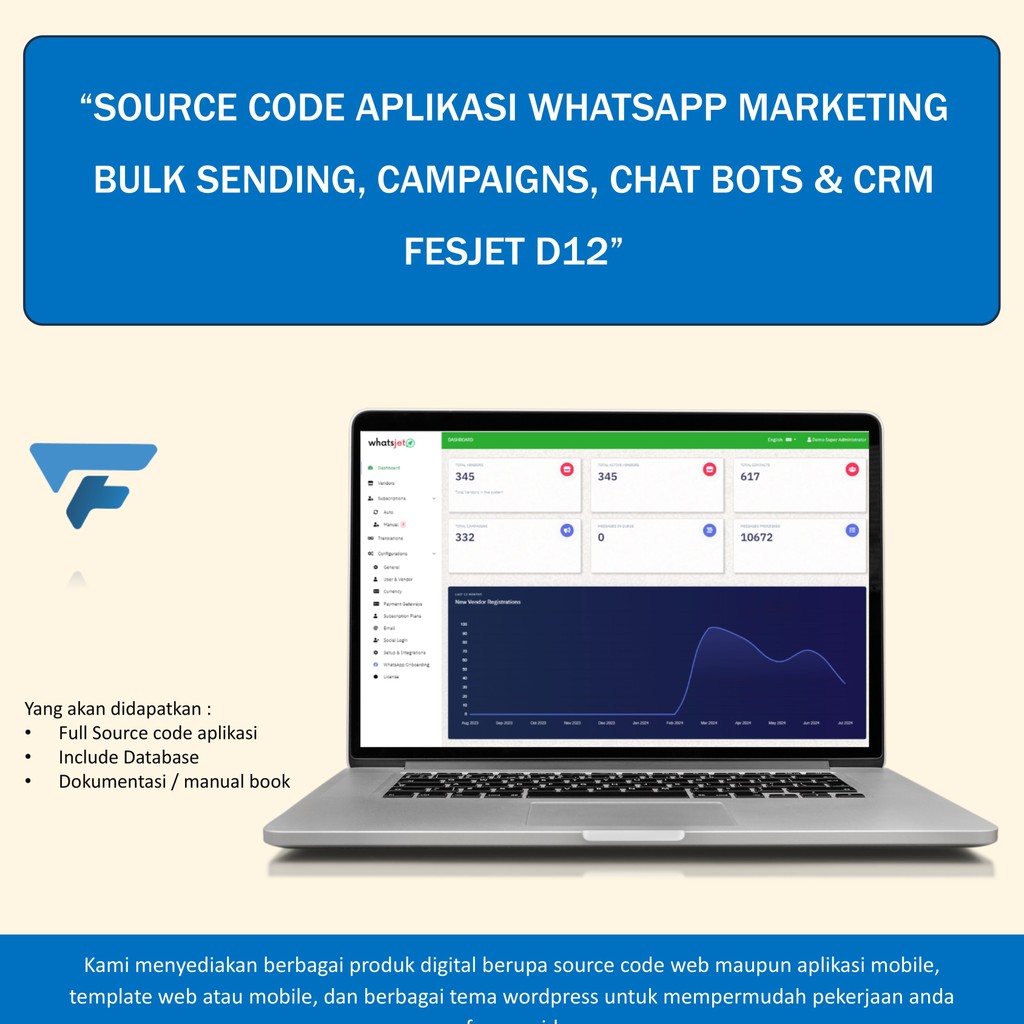 SOURCE CODE APLIKASI WHATSAPP MARKETING BULK SENDING, CAMPAIGNS, CHAT BOTS & CRM FESJET D12