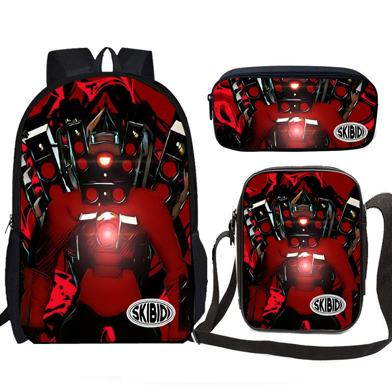 

Hot 3PC-Set Skibidi Toilet Toilet Man Spoof 3D School Bag Student Children Fashion Cute Backpack Shoulder Bag Pen Case Gift