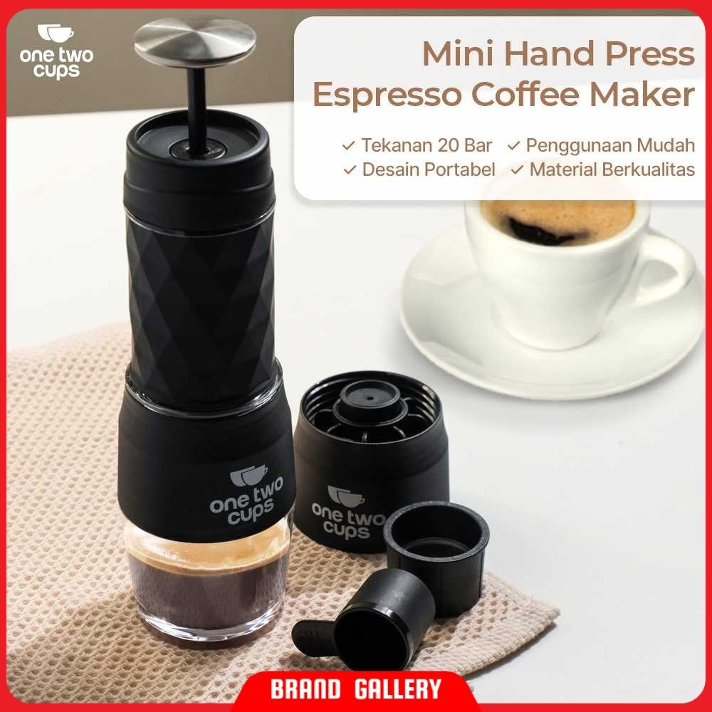 One Two Cups Hand Press Mini Espresso Coffee Maker 3in1 20 Bar 120ml - HS-8439