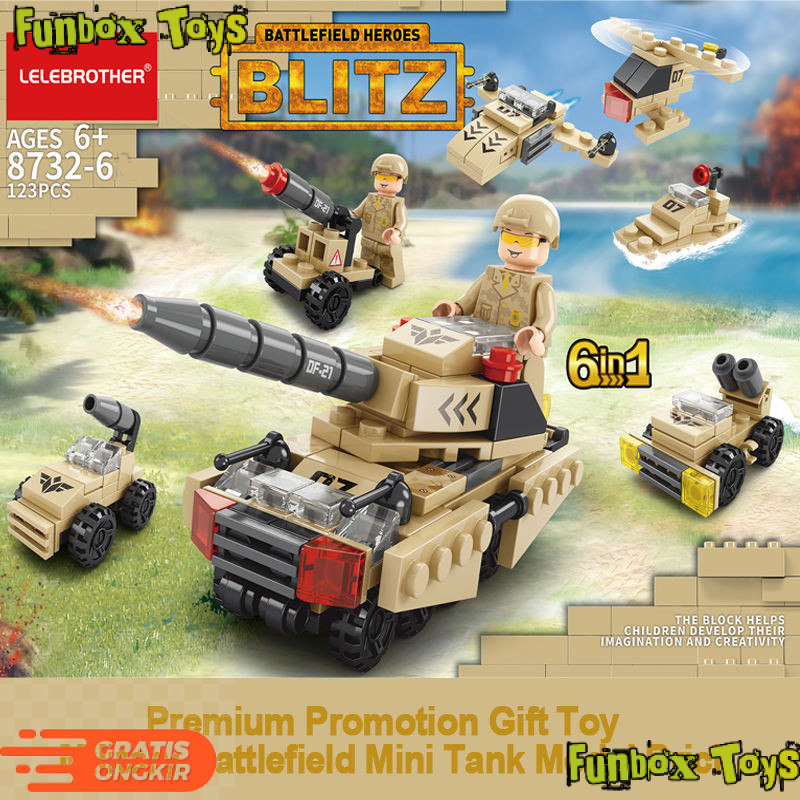 LELE BROTHER Mainan Balok Susun Battlefield Hero 6in1 LEGO 123 Bricks - 8732-6