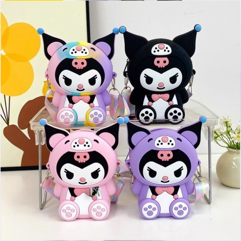 (GAT) Tas Selempang Resleting Silicone 3D Anak Anak Lucu Motif Sanrio Kumori Dompet Koin Kecil Trend