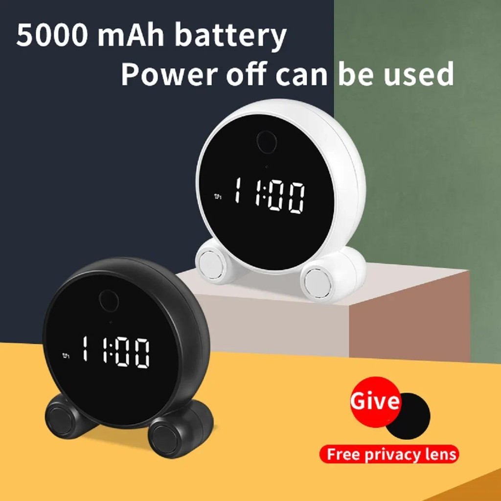 Tuya Wifi Alarm Clock Camera HD 1080P Night Vision Motion Detection Portable Home Security Surveilla