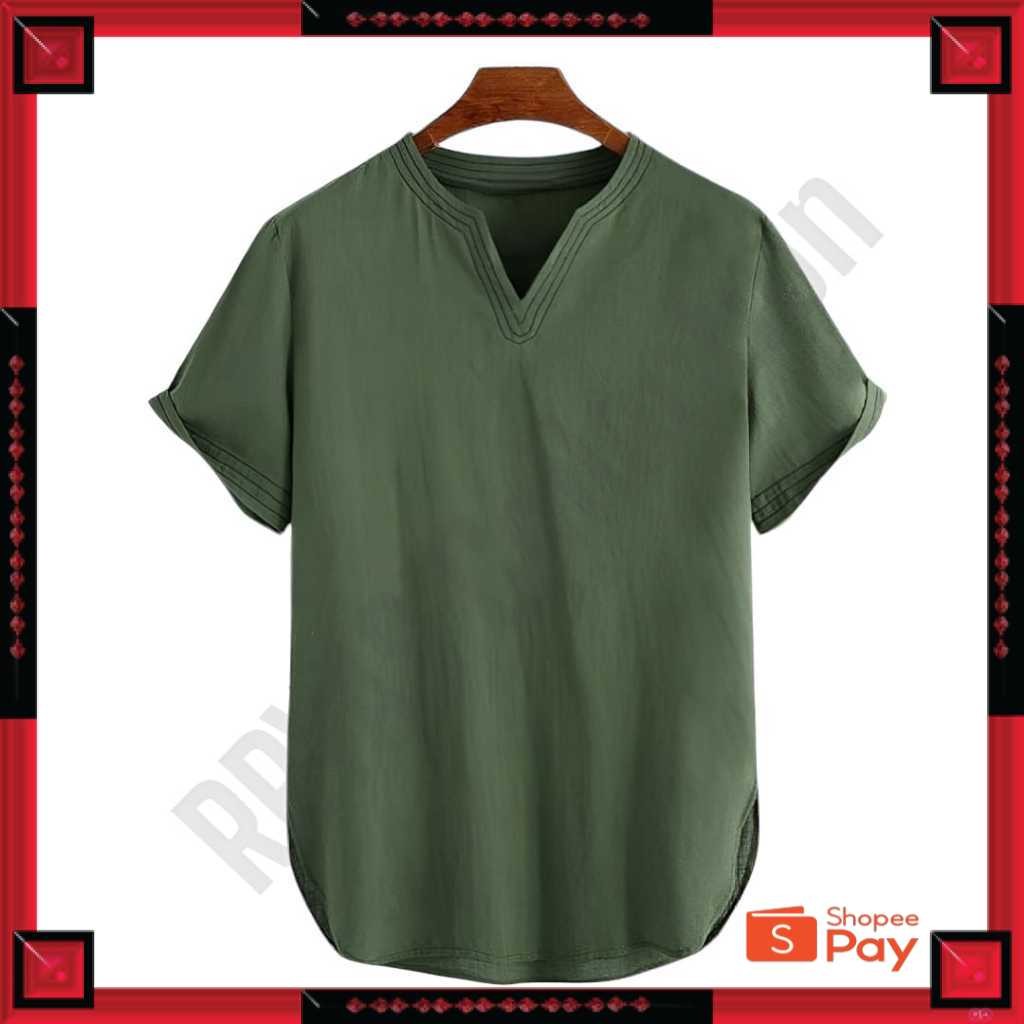 [PREMIUM ORIGINAL] Koko Pria Dewasa Adam Tanpa Kerah Lengan Pendek Polos Ukuran Jumbo