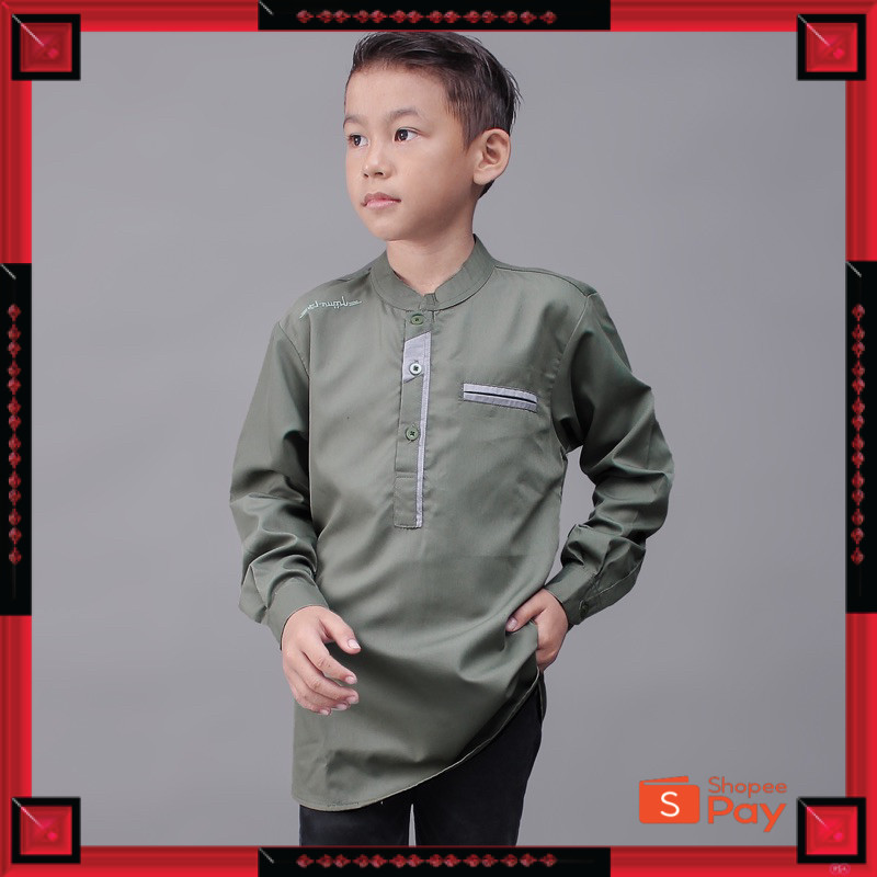 [PREMIUM ORIGINAL] Bajukoko Anak Lengan Panjang Original Elrumi Usia 2-12 Tahun Warna Sage