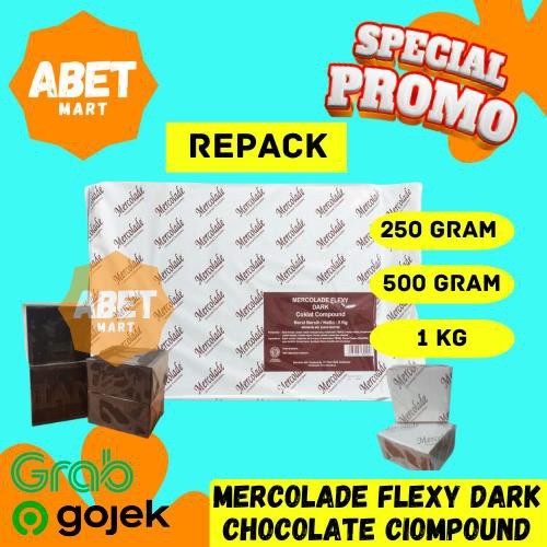 

Dark Chocolate Compound Mercolade Flexy REPACK 250gr 500gr 1kg Coklat Cokelat Kompon Hitam 1/4 1/2 Kg Gram Pak Pcs Dus