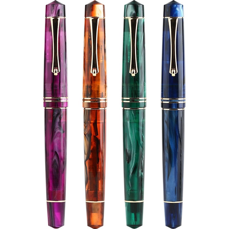 

Majohn m800 Resin Fountain Pen Colorful Golden Clip 0.5mm F Nib Writing ink pens business Office School Stationery Gift Pens