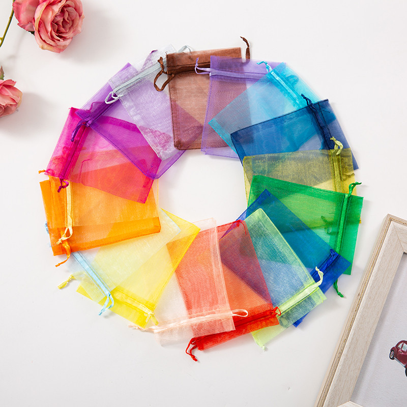 

500pcs 22 Colors Jewelry Packaging Bag 7*9 9*12 10*15cm 13*18cm Organza Bags Gift Storage Wedding Drawstring Pouches Wholesales
