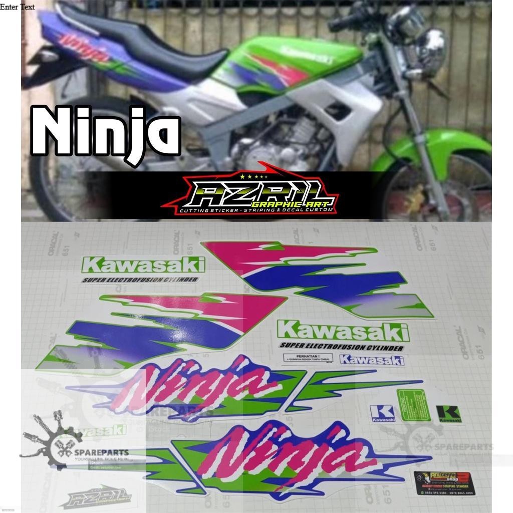 Striping Ninja Kis 1996 Motor Listrik Hijau Ungu - Motorcycle stiker