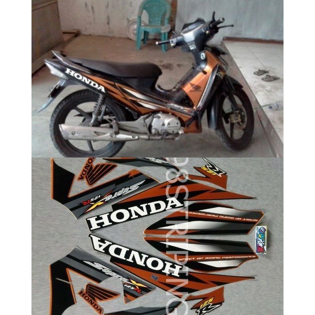 STRIPING STANDAR HONDA SUPRA X 125R COKLAT 2005 2006 POLET STIKER