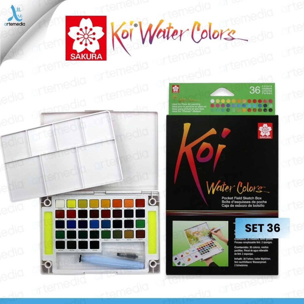 

Gramedia Surabaya - Sakura Koi Watercolor 36 Pocket Field Sketch Box Set Cat Air