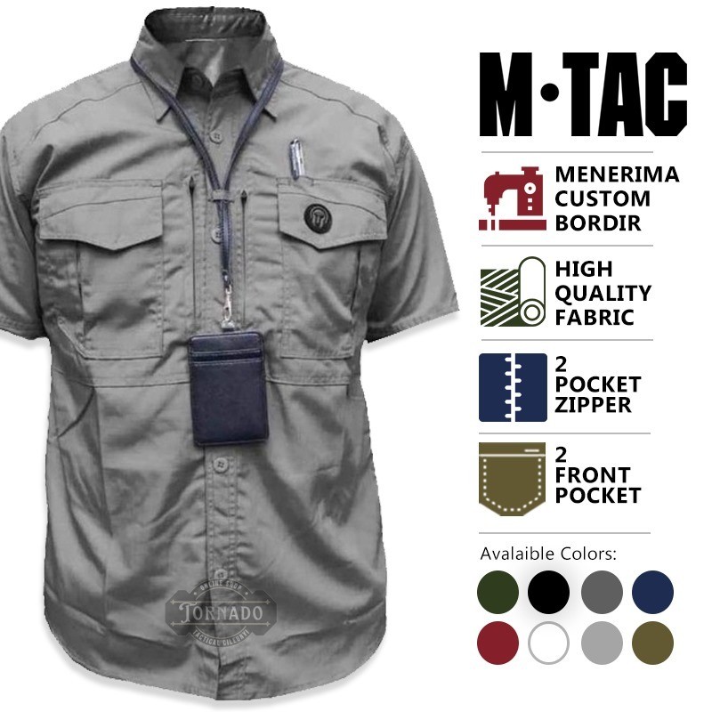 Kemeja Tactical Pria Lengan Pendek M-TAC RIPSTOP Baju PDH PDL Lapangan Outdoor
