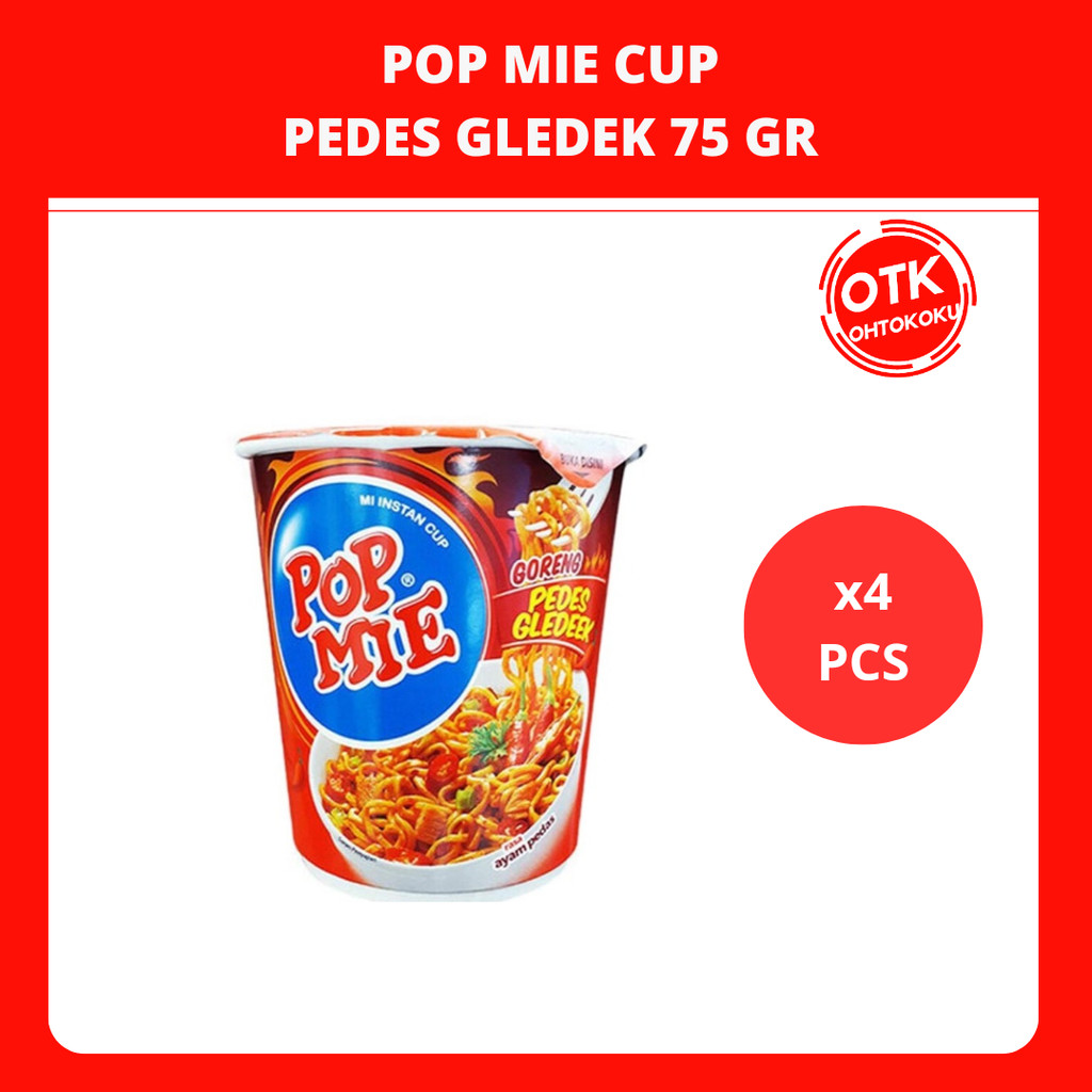 

Pop Mie Mi Instan Cup Goreng Rasa Pedes Gledek 75 gr x 4 pcs