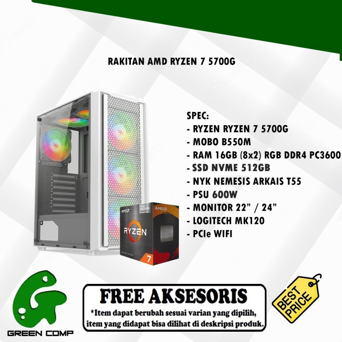PAKET RAKITAN PC AMD RYZEN 7 5700G