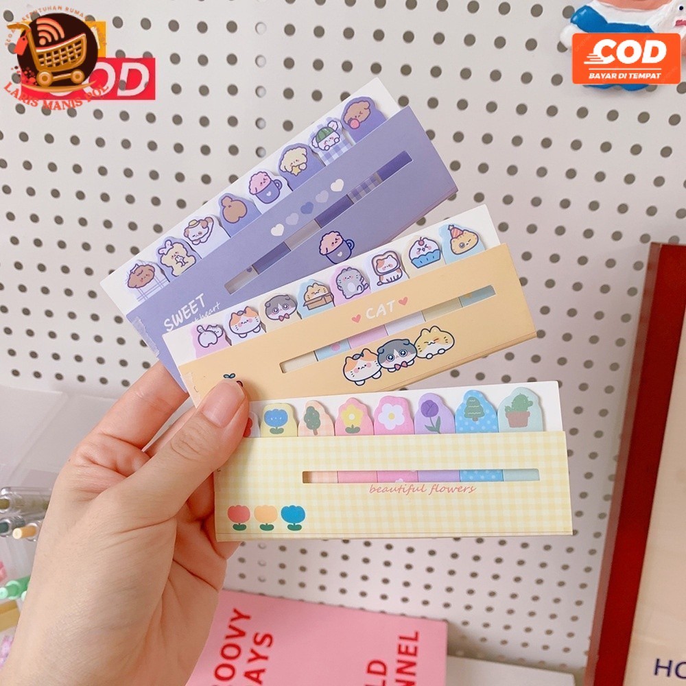 

LMP Sticky Notes Karakter Hewan Lucu 8IN1 Tempelan Kertas Catatan 120 Lembar Pembatas Buku Karakter Penanda Buku Stationery Memo Pad Convenience Cute 8 IN 1