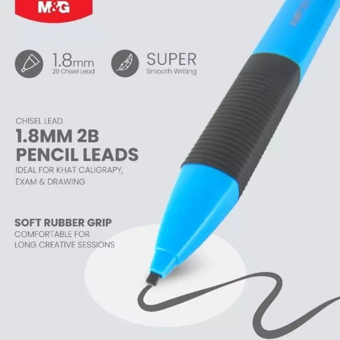 

Mechanic Pencil M&G AMP35173 Pensil Mekanik Refil Chisel Lead Tip 1.8mm - SATUAN - M&G Pensil Mekanik, AMP35173