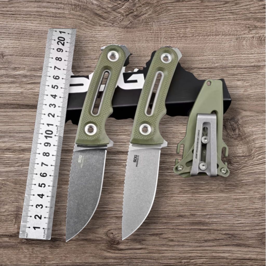 PS Pisau Outdoor SOG Survival Tactical Knife Full Tang + Sarung Clip (2 Varian Mata)HITAM DAN SILVER