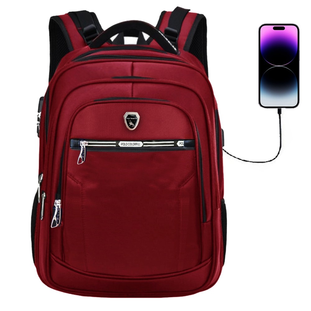 Tas Ransel Kuliah Laptop Tas Ransel Sekolah 18inc Tas POLO COLORFUL FREE Kabel USB C Tas Kantor Tas 