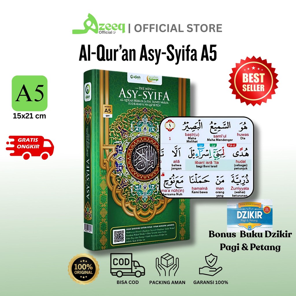 Al Quran Asy-Syifa Ukuran Sedang A5 - Transliterasi Latin Terjemah Tajwid | Penerbit Al Fatih