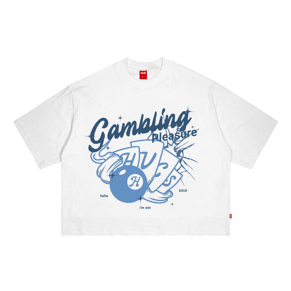 Pabrik kaos kustom T-Shirt | Boxy Fit | Gambling | White | Oversize