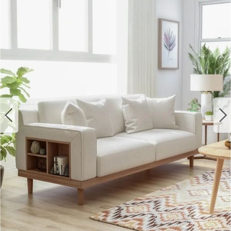 Grande sofa with storage minimalis, sofa tamu 2 seater dengan tambahan kotak hiasan modern