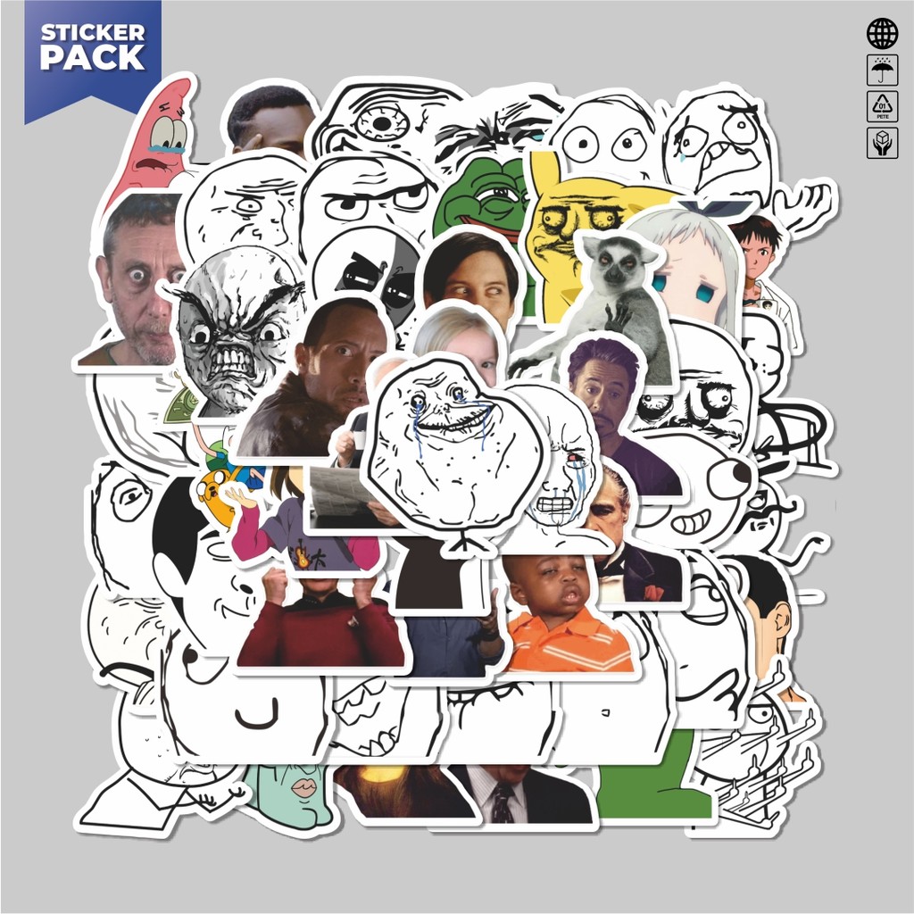

[100PCS]Stiker Pack Stiker Meme Random Kocak Aesthetic Vinyl Anti Air Dekorasi Sticker Laptop Buku Journal Koper Helm Casing HP Gitar Helm Skateboard
