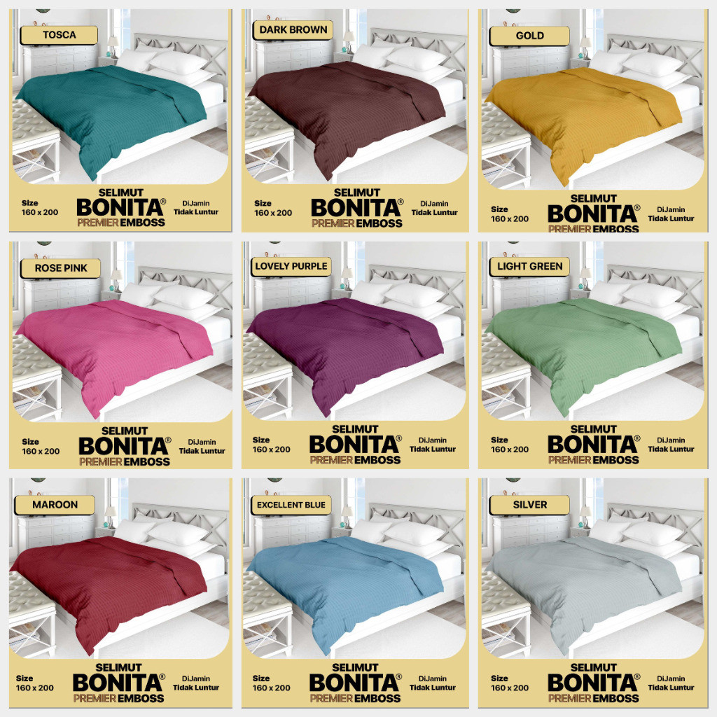 Selimut Bulu BONITA PREMIER EMBOSS Polos size 160 x 200
