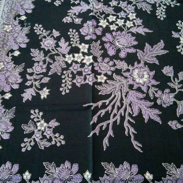 Kain Batik SOLO motif bunga melati warna ungu terong