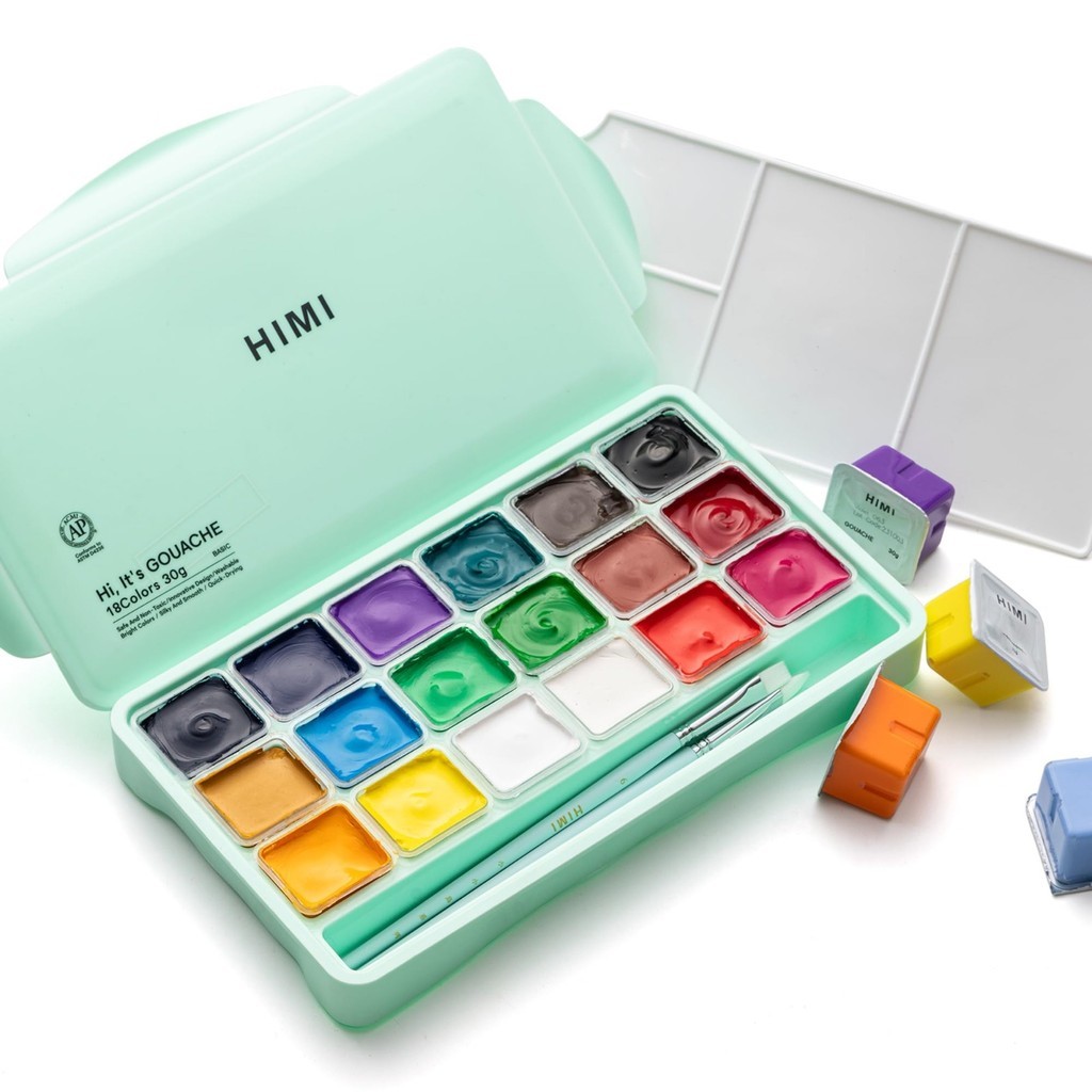 

MIYA HIMI GOUACHE PAINT SET 18 INCLUDE 7 BRUSH & 1 PALET