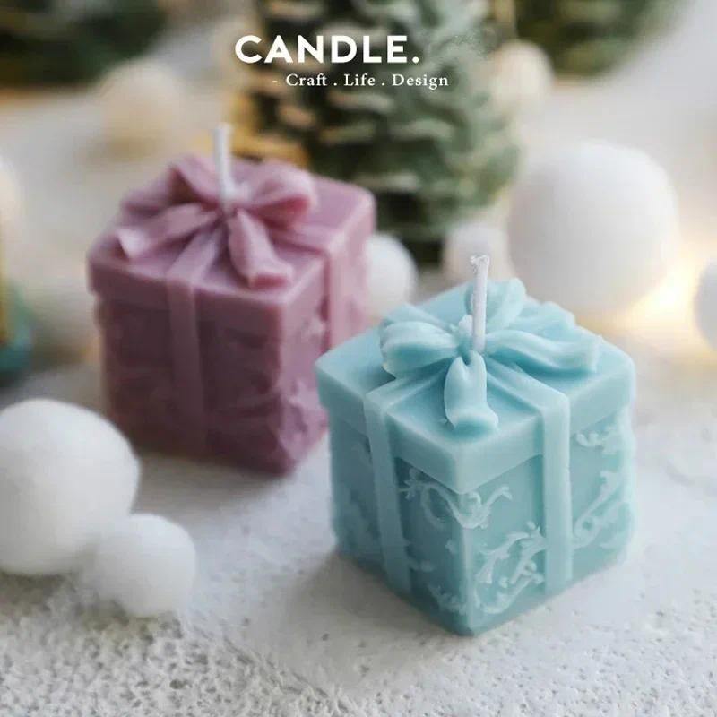 

DIY Candle Molds for Candle Making Gift Box Scented Candle Mold Bow Gift Box Fondant Silicone Mold Decor