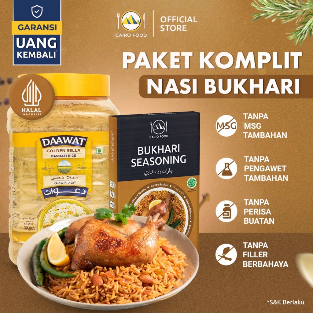 

Paket Komplit Nasi Bukhari Sehat – Tanpa MSG, 100% Rempah Murni | Cairo Food
