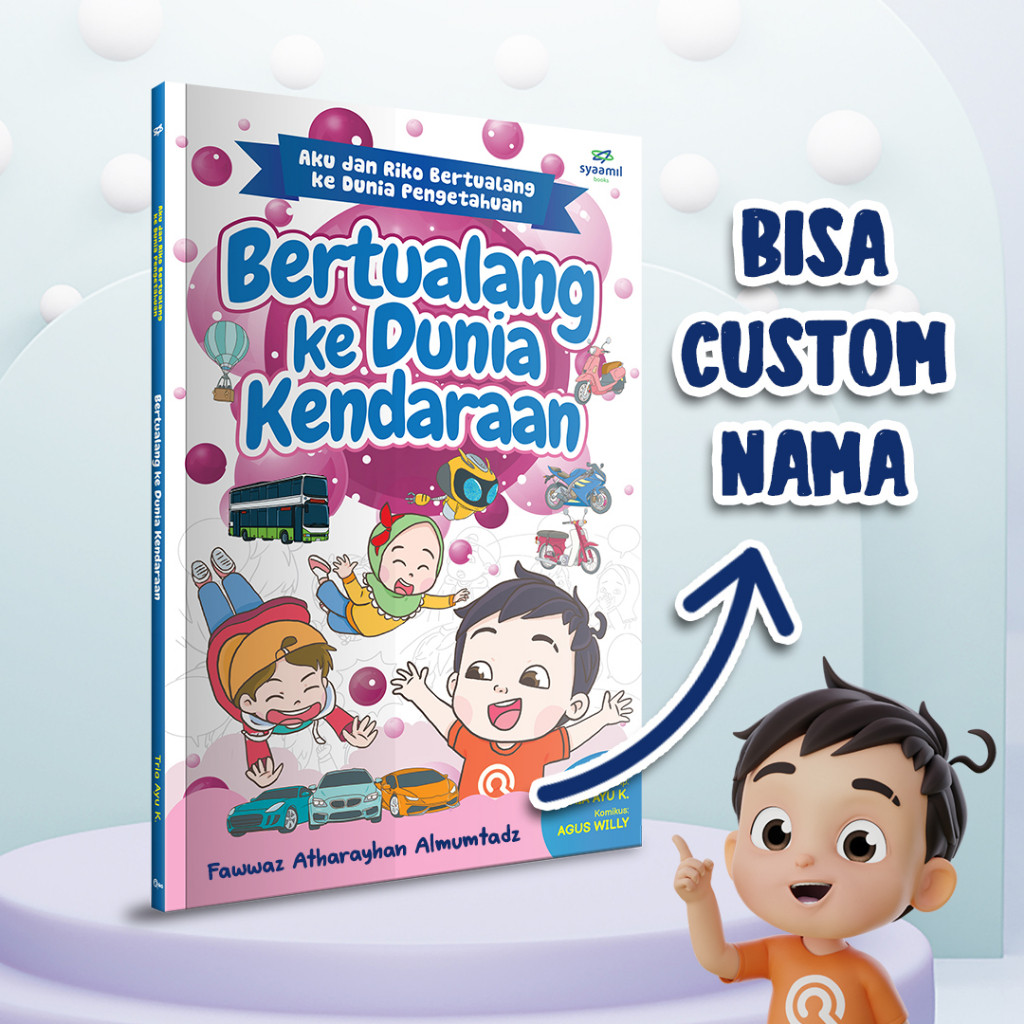 Terlaris Buku Cerita Anak Islami Komik Riko The Series Bertualang ke Dunia Kendaraan (Custom Nama)