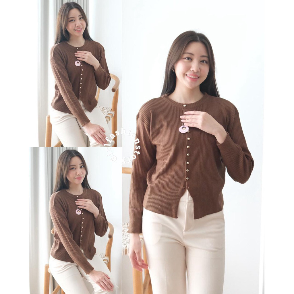JKFashion - RFS CARDIGAN WANITA POLOS KANCING DEPAN LENGAN PANJANG /  YUMNA CARDIGAN / OUTER WANITA 