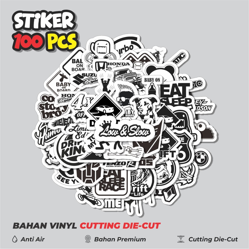 

Terbaru! 50 pcs Stiker Aesthetic Black And White Brand Distro Versi 10 Dekorasi Lucu Kreatif untuk Notebook, Skateboard, HP