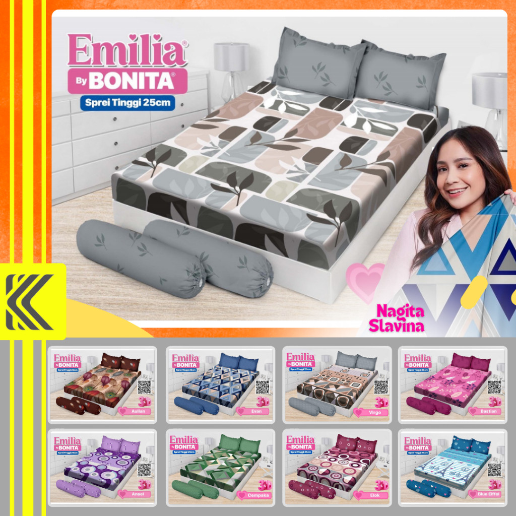 

Sprei Emilia Bonita Motif King Queen 180x200 160x200 Premium Nyaman Halus Adem Elegan Murah Grosir