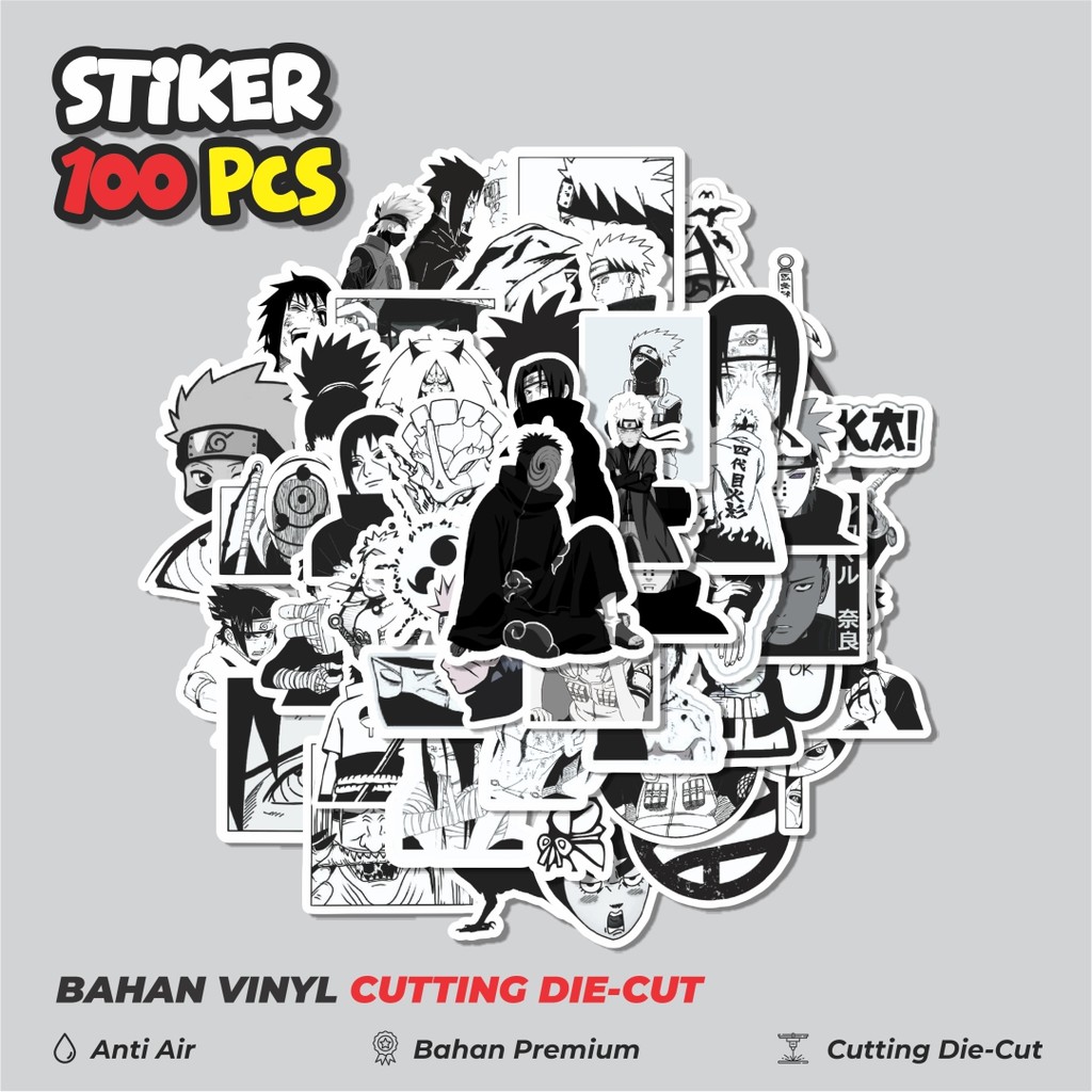 

Terbaru! 50 pcs Stiker Anime Naruto Black & White Dekorasi Lucu Kreatif untuk Notebook, Skateboard, HP
